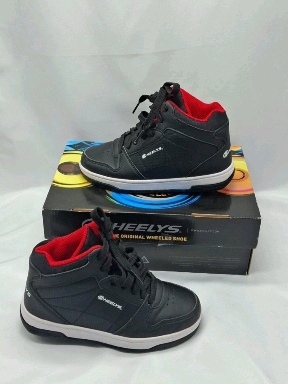 Heelys Wheeled Shoes (USA Youth Size 1) Wheel Remover & 2 Heel Plugs BLACK, BOX,